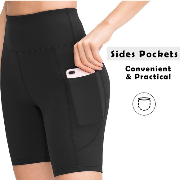 Women's Black High-Waisted Bikers Shorts - Picture 5 of 12